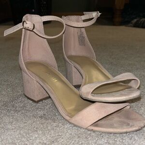 Elegant Nude Block Heel Sandals